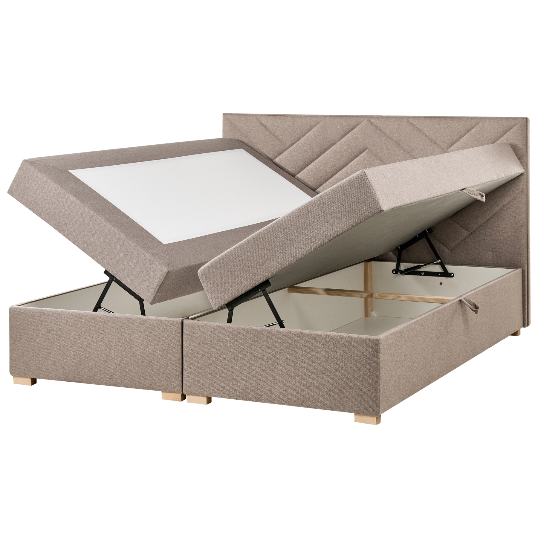 Beliani - ESQUIRE - Boxspringbed - Taupe - 180 x 200 cm - Polyester