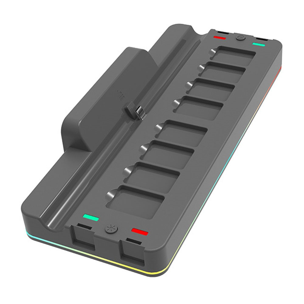 RGB Ladegerät Dockingstation Charging Dock für Nintendo Switch / OLED   4x Joy-Cons mit Spiele Halterung und HDMI / USB C / USB A Anschluss - Schwarz
