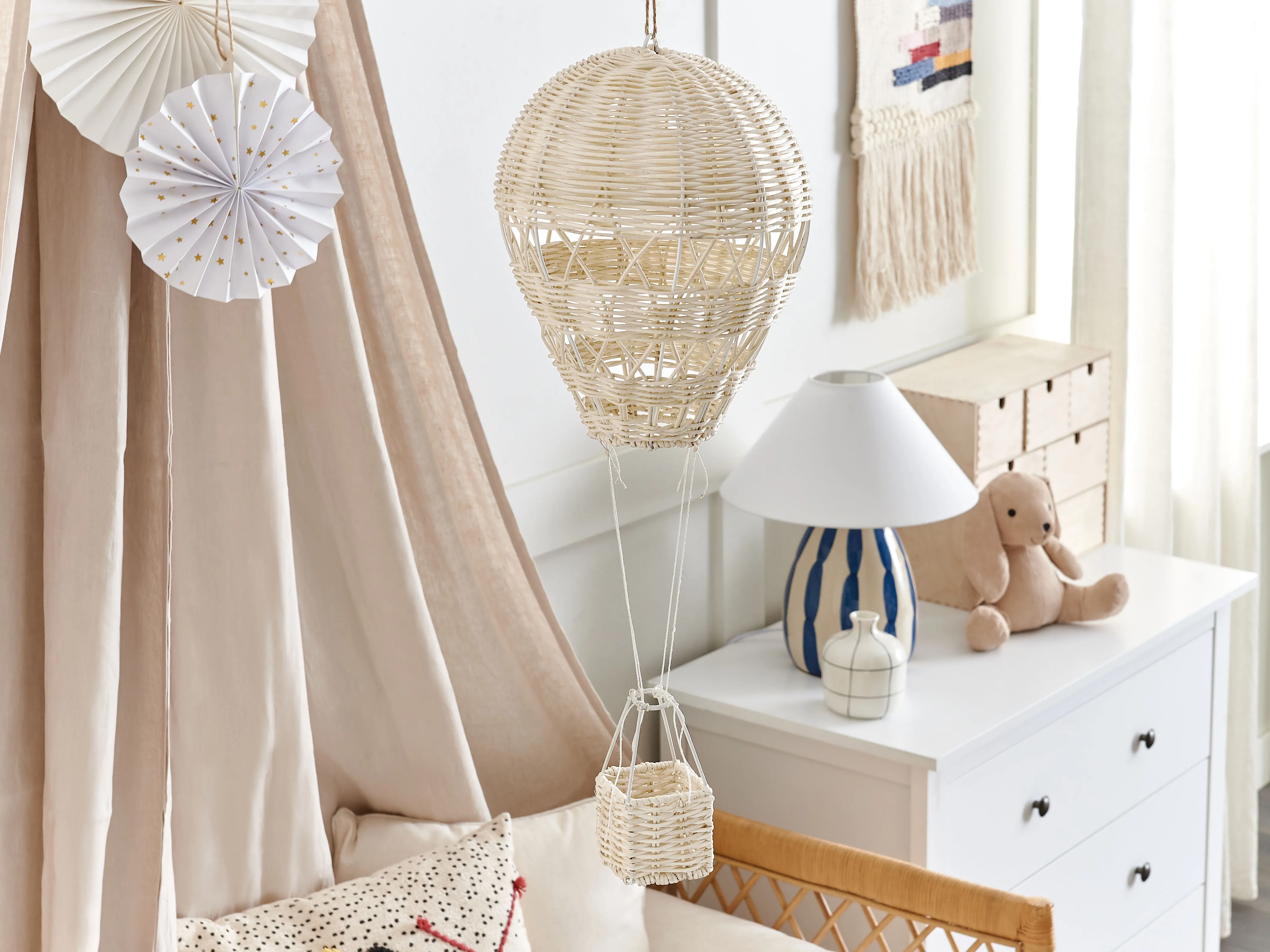 Wanddecoratie Ballon BEMBA Rotan 60 cm Natuurlijk