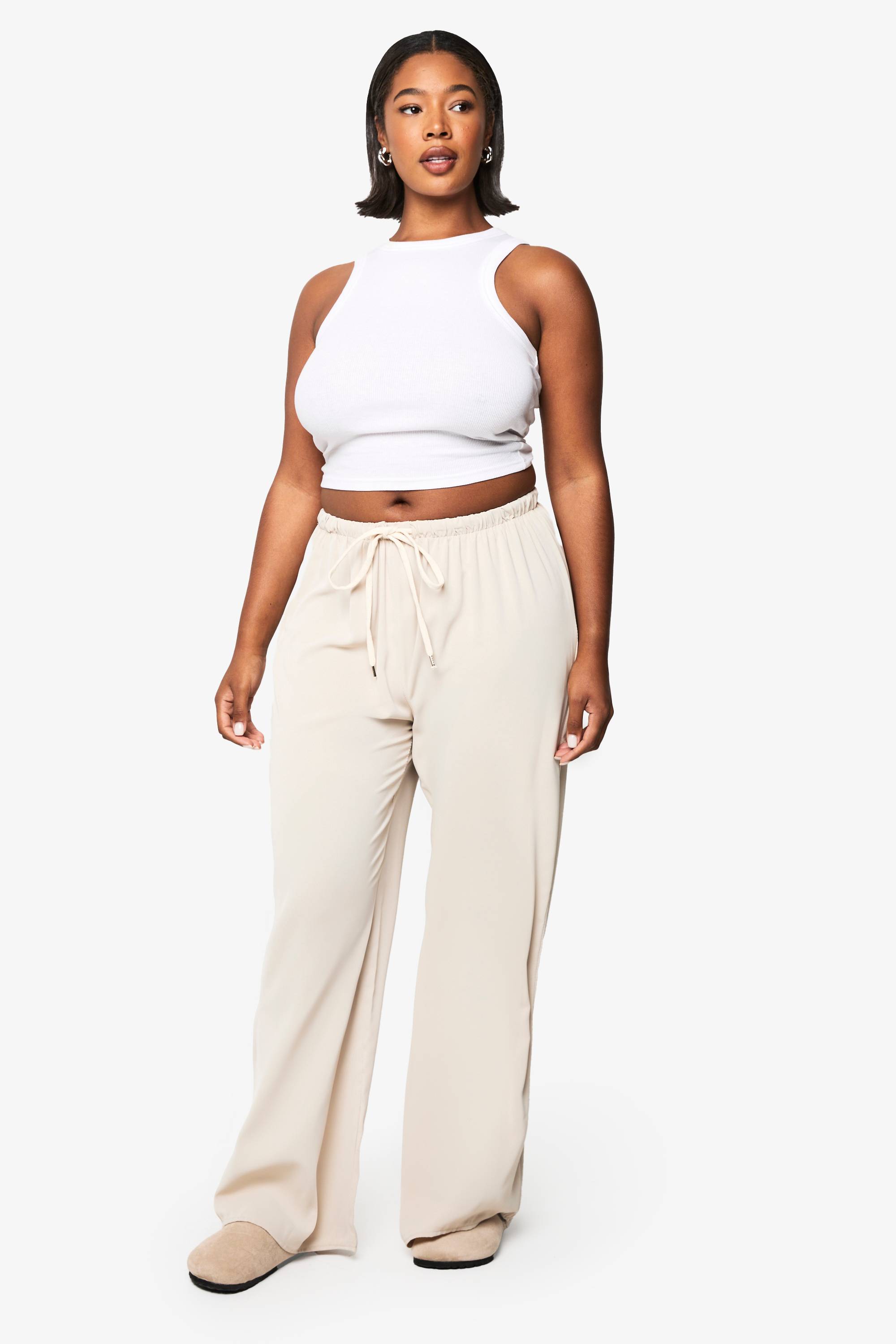 boohoo PLUS PANTALON AMPLE À JAMBES LARGES AVEC CORDON DE SERRAGE
