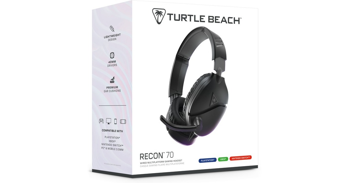 Turtle BeachEar Force Recon 70P Black (2024) over-ear gaming headset  (Zwart, PS4, PS5, Xbox Series X|S, Xbox One, Switch, PC, Mobile)