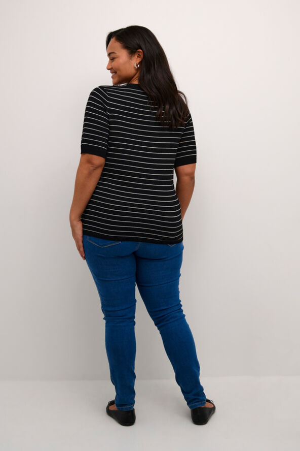 Kaffe Curve KCmalia Wide Stripe Knit Black /turtledove slim stripe