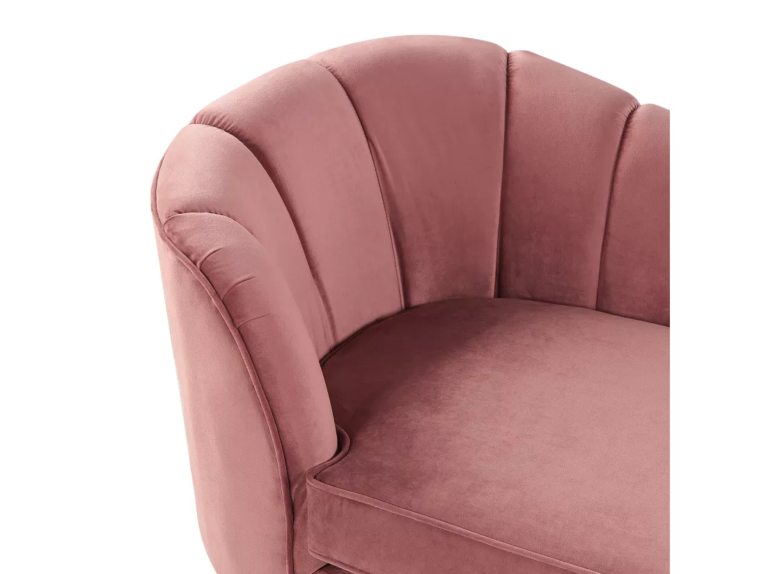Chaise longue côté droite en velours rose ALLIER