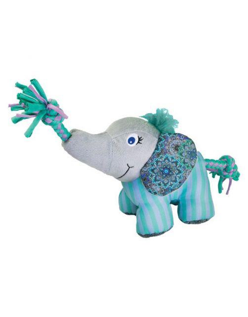 Kong Knots Carnival Elephant - Hondenspeelgoed - 30x14 cm Roze Groen Small-Medium