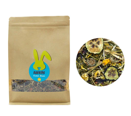 Petisco de Flores para Coelhos – 250g - Mistura de Ervas e Flores como alimento complementar para Roedores – Melhora a digestão