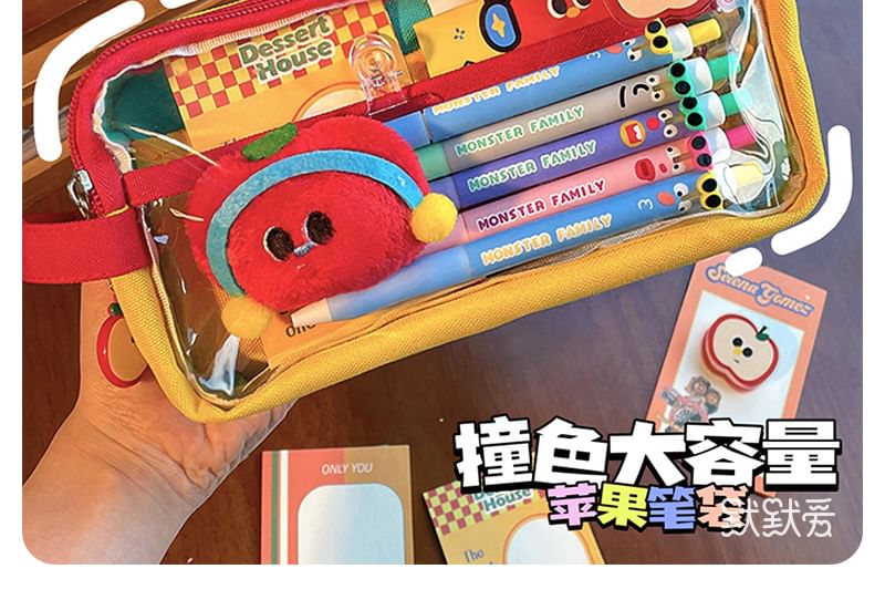 Momoi - Cartoon Apple Zip-etui / Broche / Bedel / Memoblok / Set