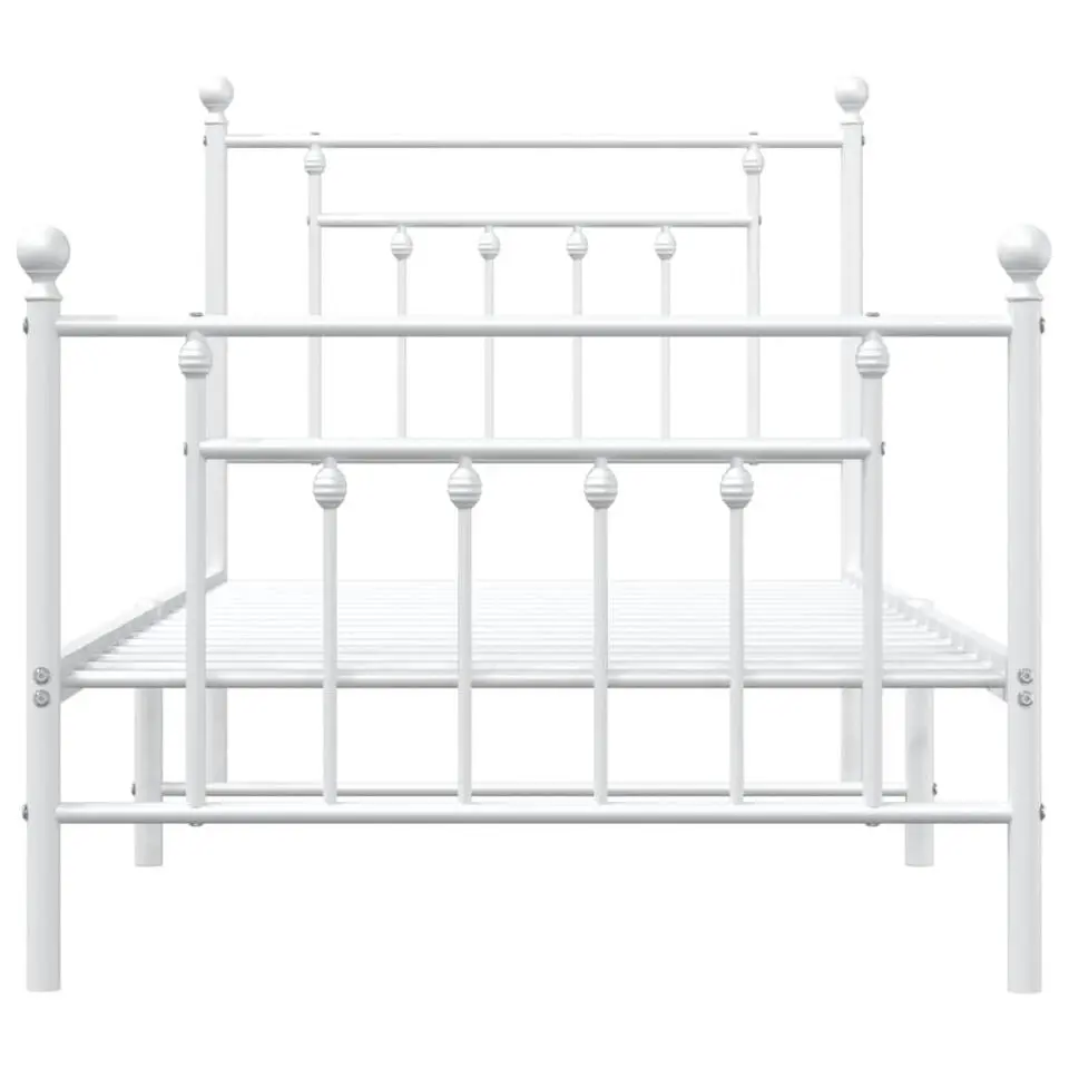 vidaXL - Bed frame met hoofd- en voeteneinde - Wit - Metaal - 90x200 cm