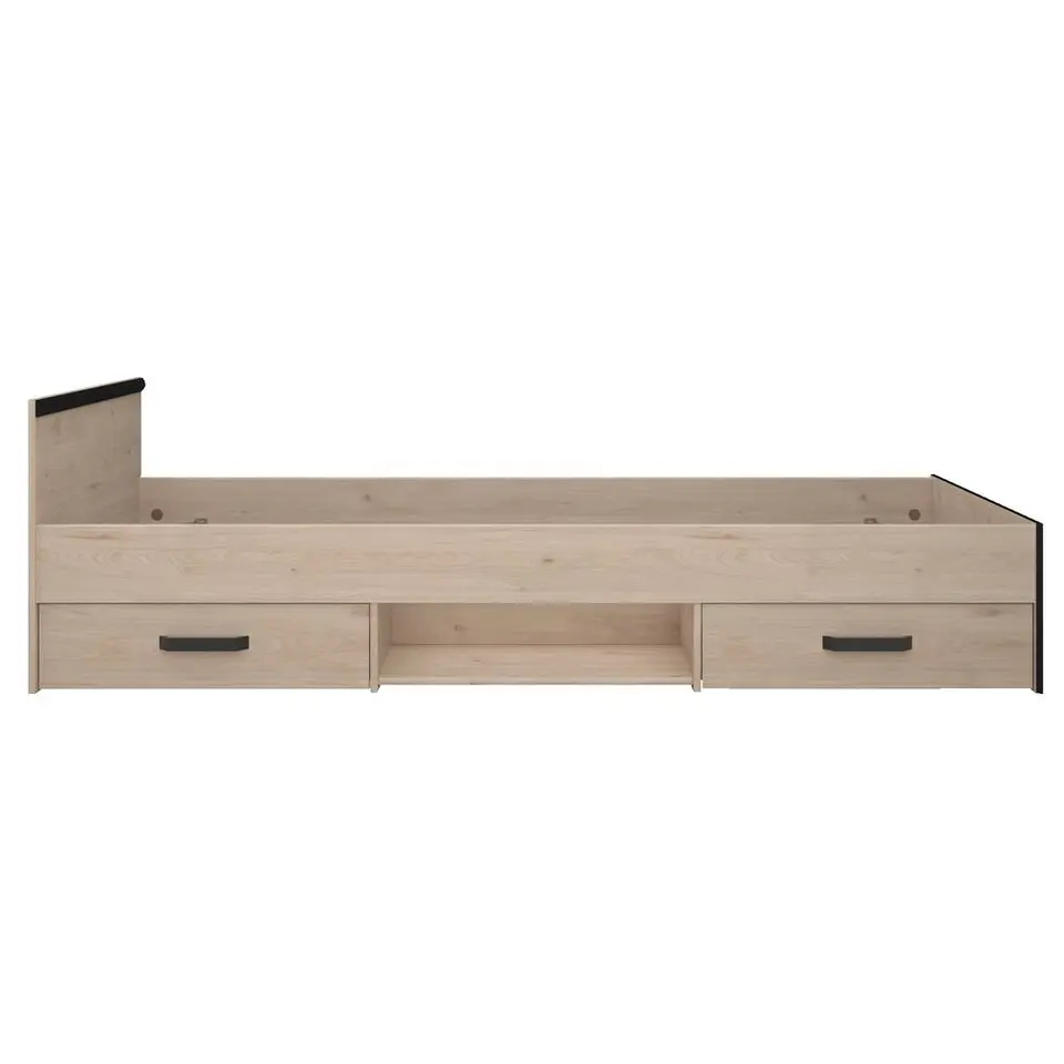 Bed Natan incl. lades - eiken/zwart - 90x200 cm