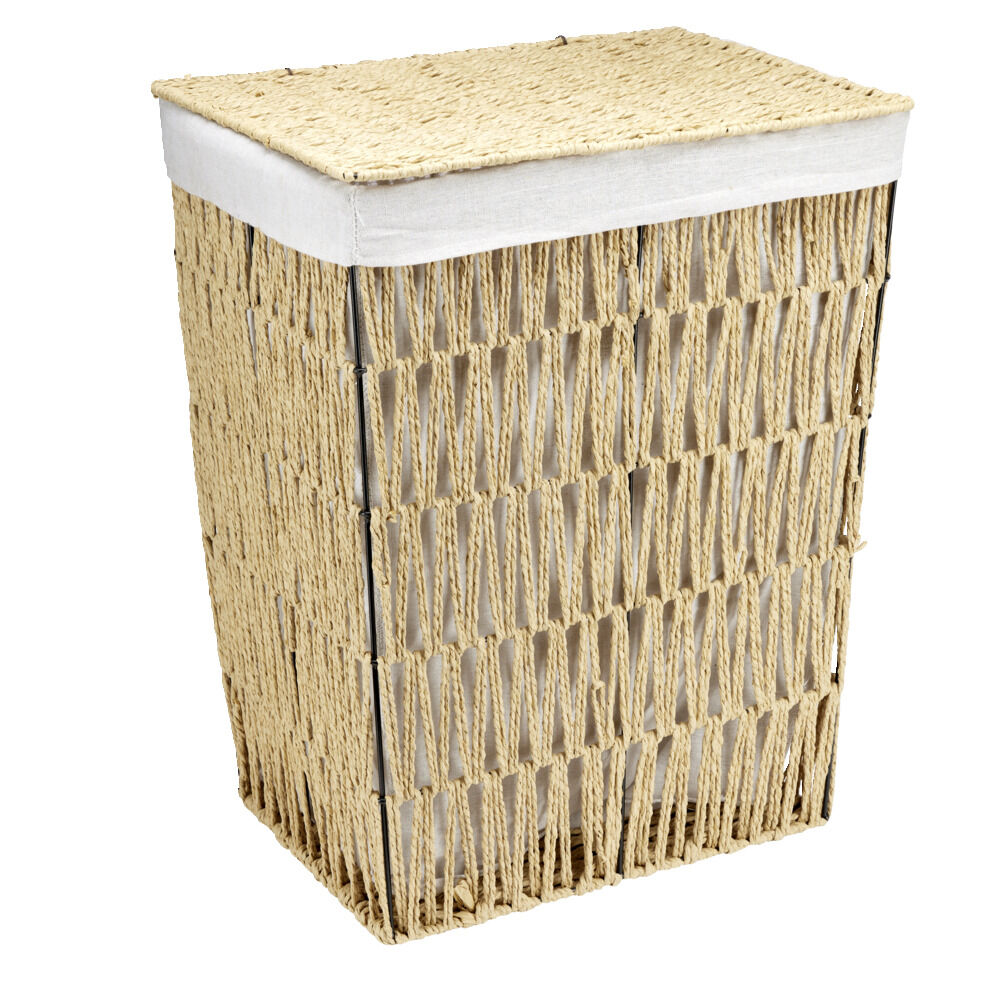 Panière de rangement 48L en métal et papier avec coton 41x31xH54cm