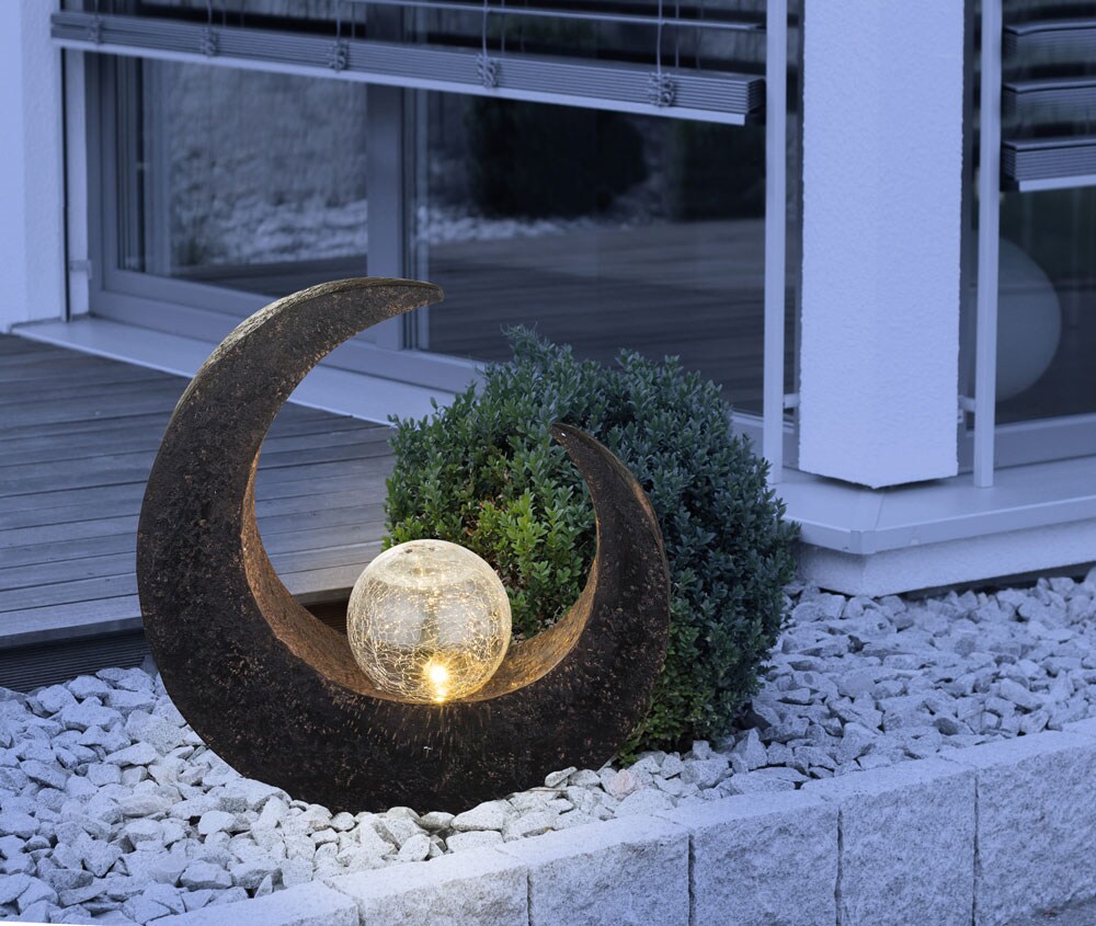 LED Mondsichel Solarleuchte mit Glaskugel Höhe 30,5 cm