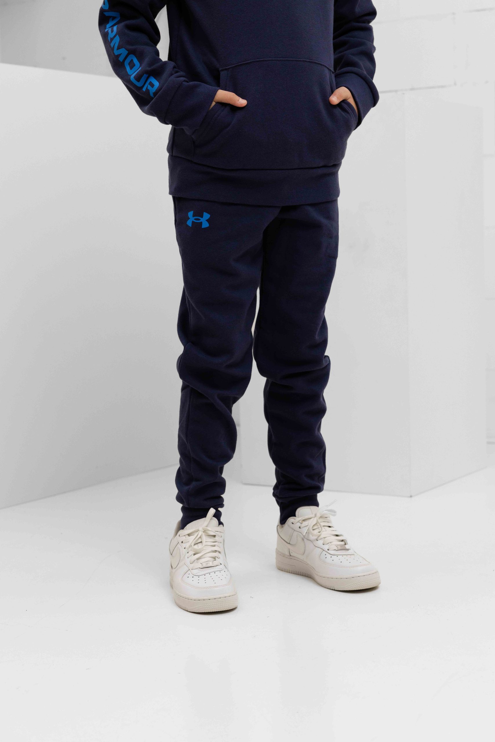 Under Armour Rival Fleece Trainingspak Kids Donkerblauw