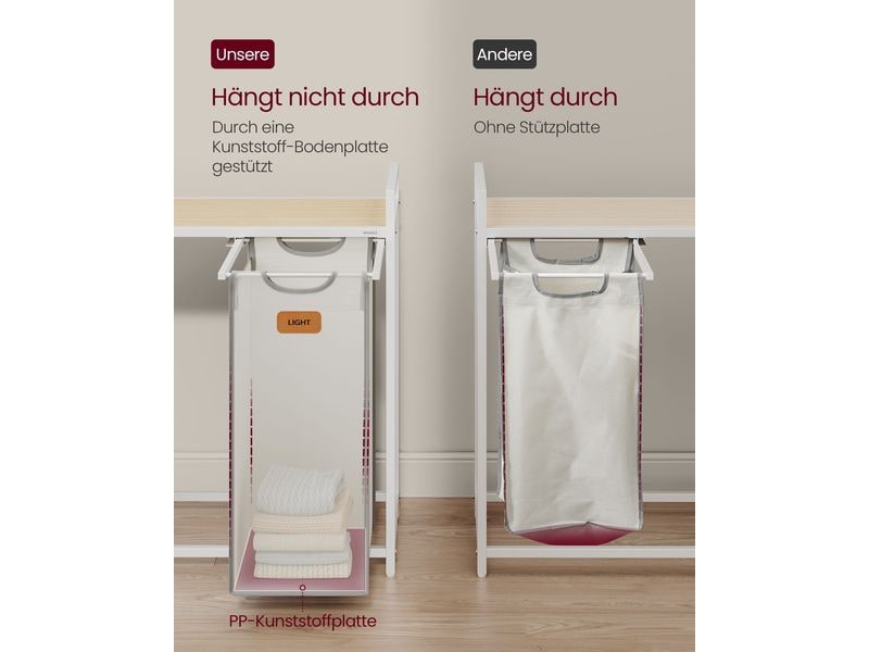 VASAGLE Wäschekorb  mit 4 Körben 150 l, Beige/Taubengrau/We Wäschesammler