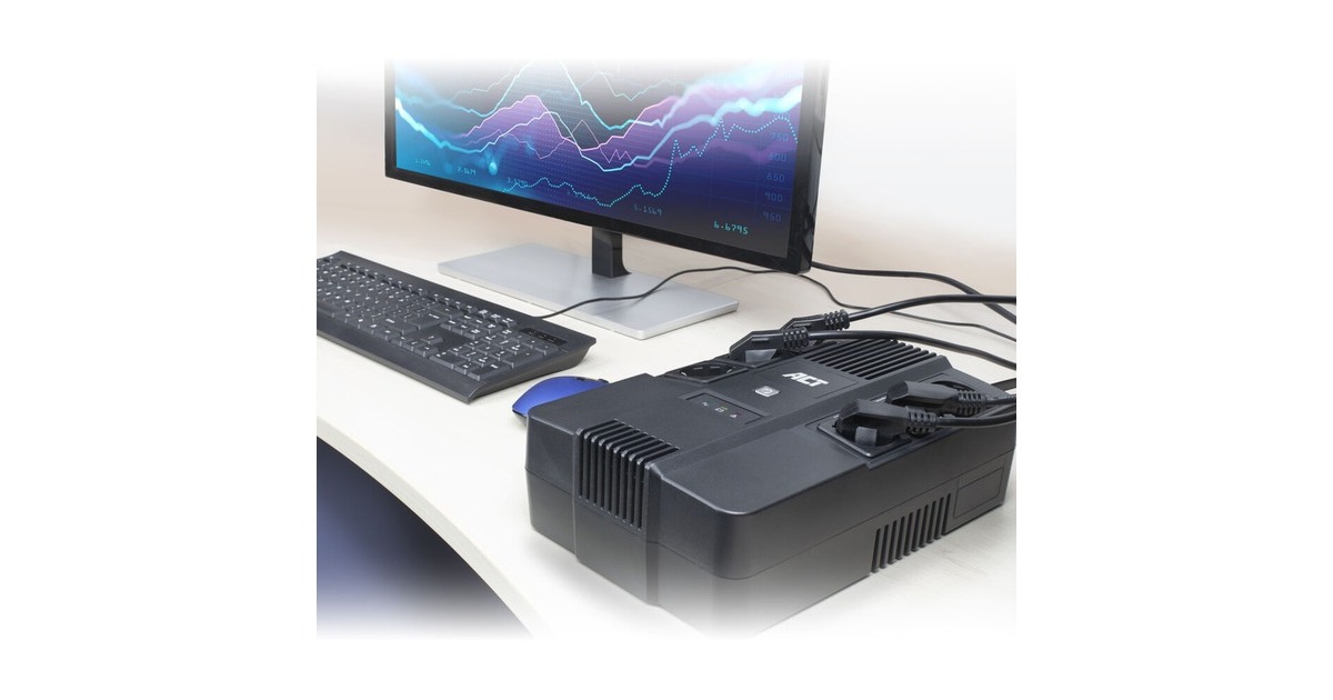 ACT ConnectivityLine Interactive UPS 600VA - met 6 geaarde stopcontacten ups  (Zwart)