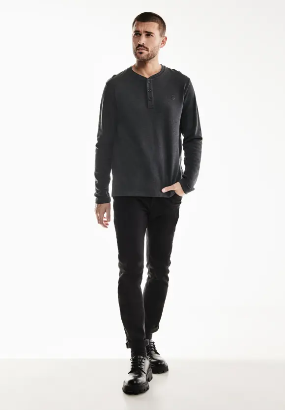 Struktur Henleyshirt - anthra grey melange