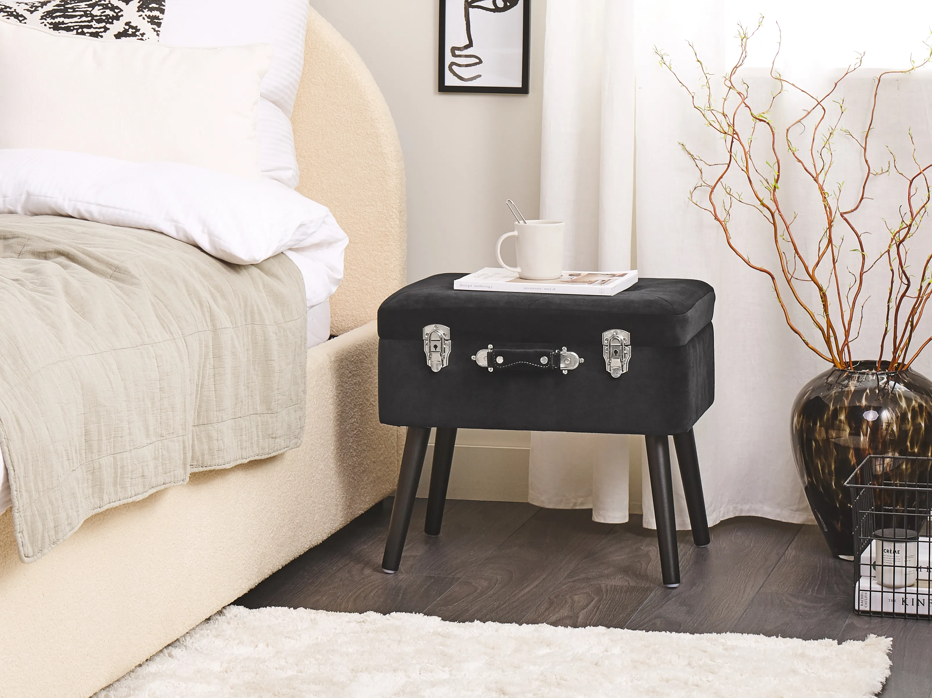 Hocker met opbergruimte MALLARD Fluweel Zwart