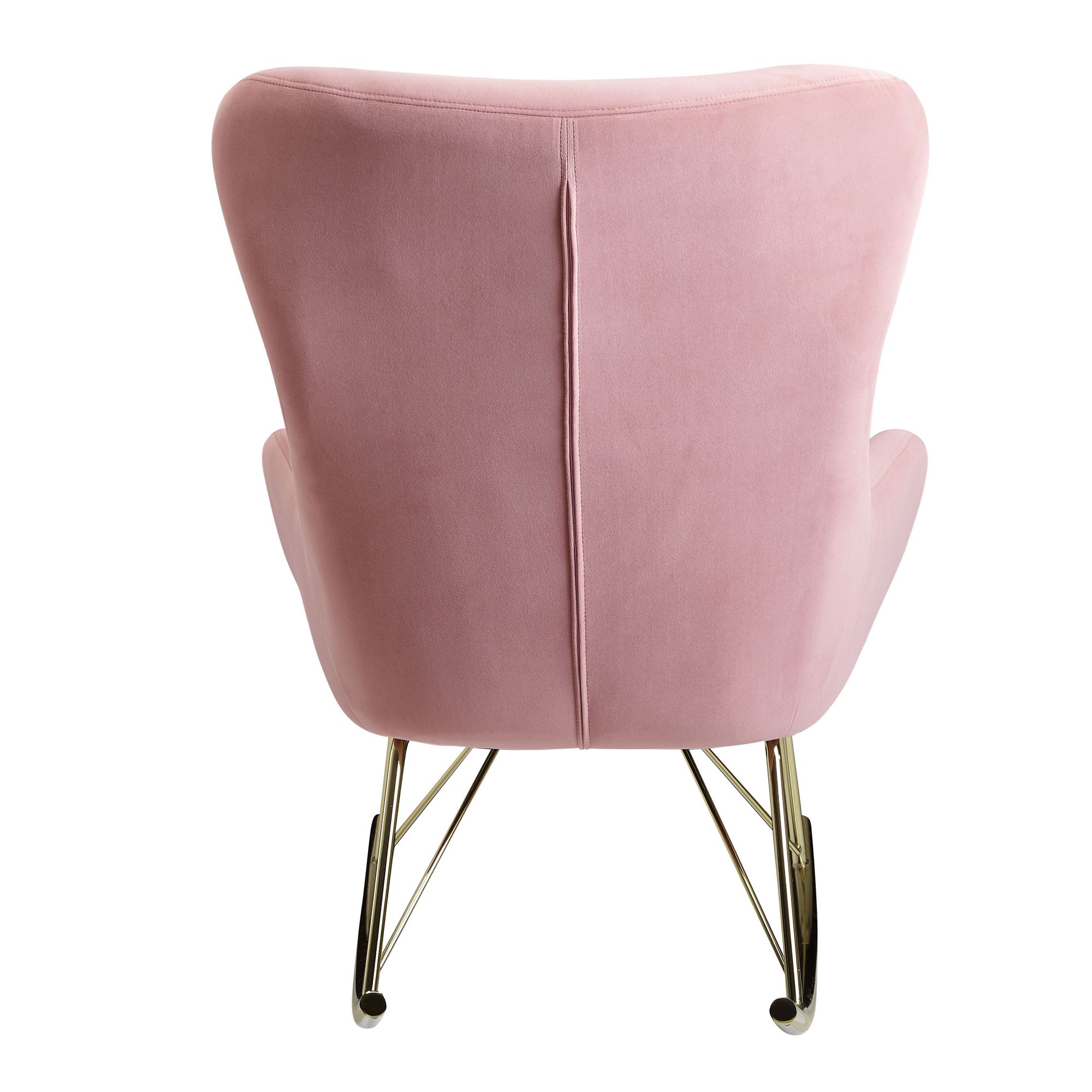 KADIMA DESIGN Schaukelstuhl aus Samt: Wippfunktion, Samt-Sitzschale, 74x101x89 cm, Rosa/Dunkelgrau/Hellgrau, 120 kg Belastung.