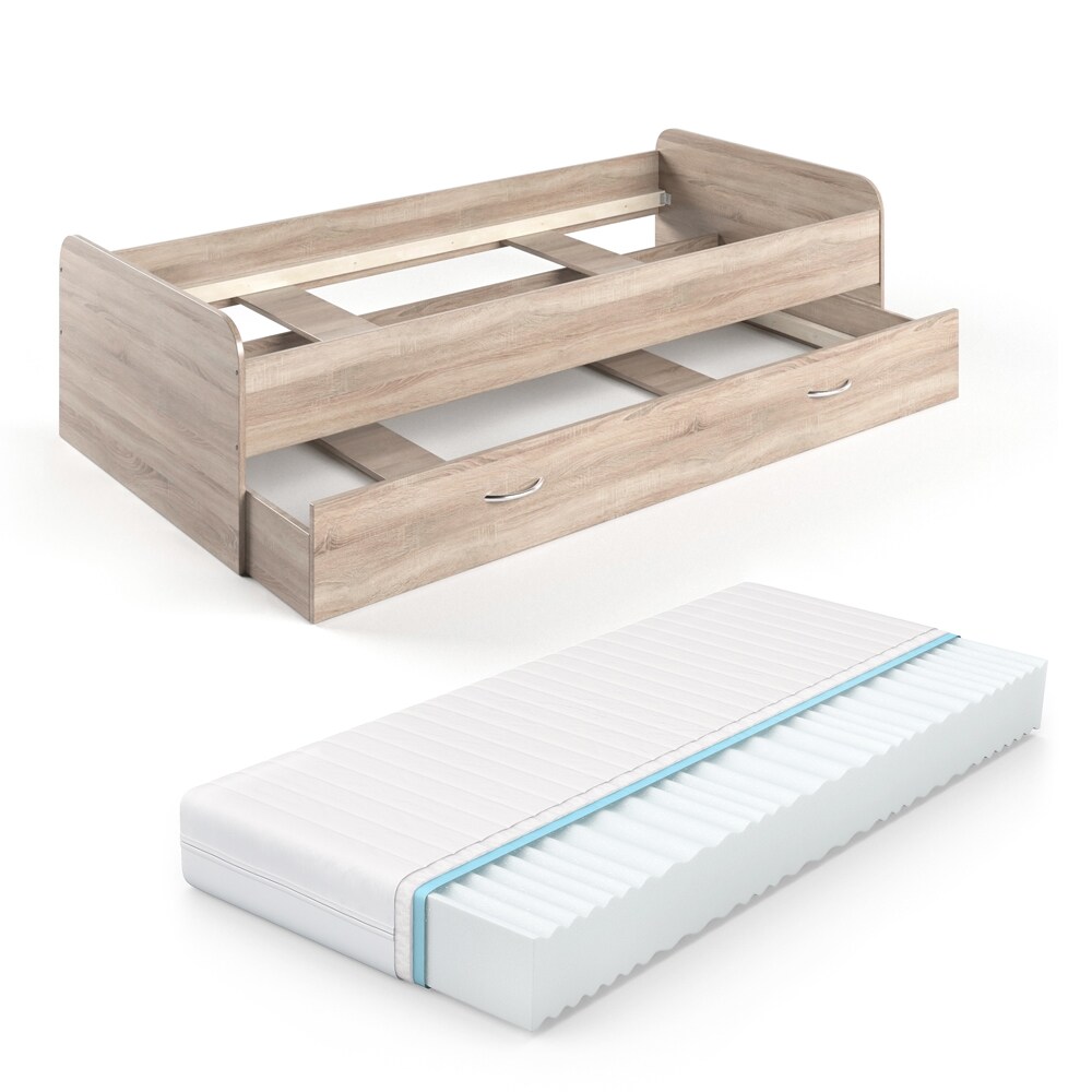 VitaliSpa Bett Enzo Jugendbett mit Gästeliege Funktionsbett 90x200 cmSonoma