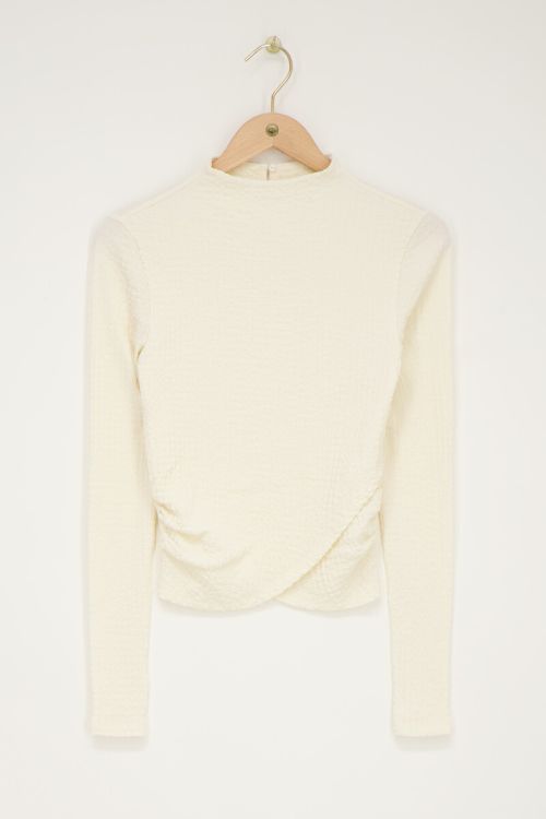 Witte top met lange mouwen & structuur