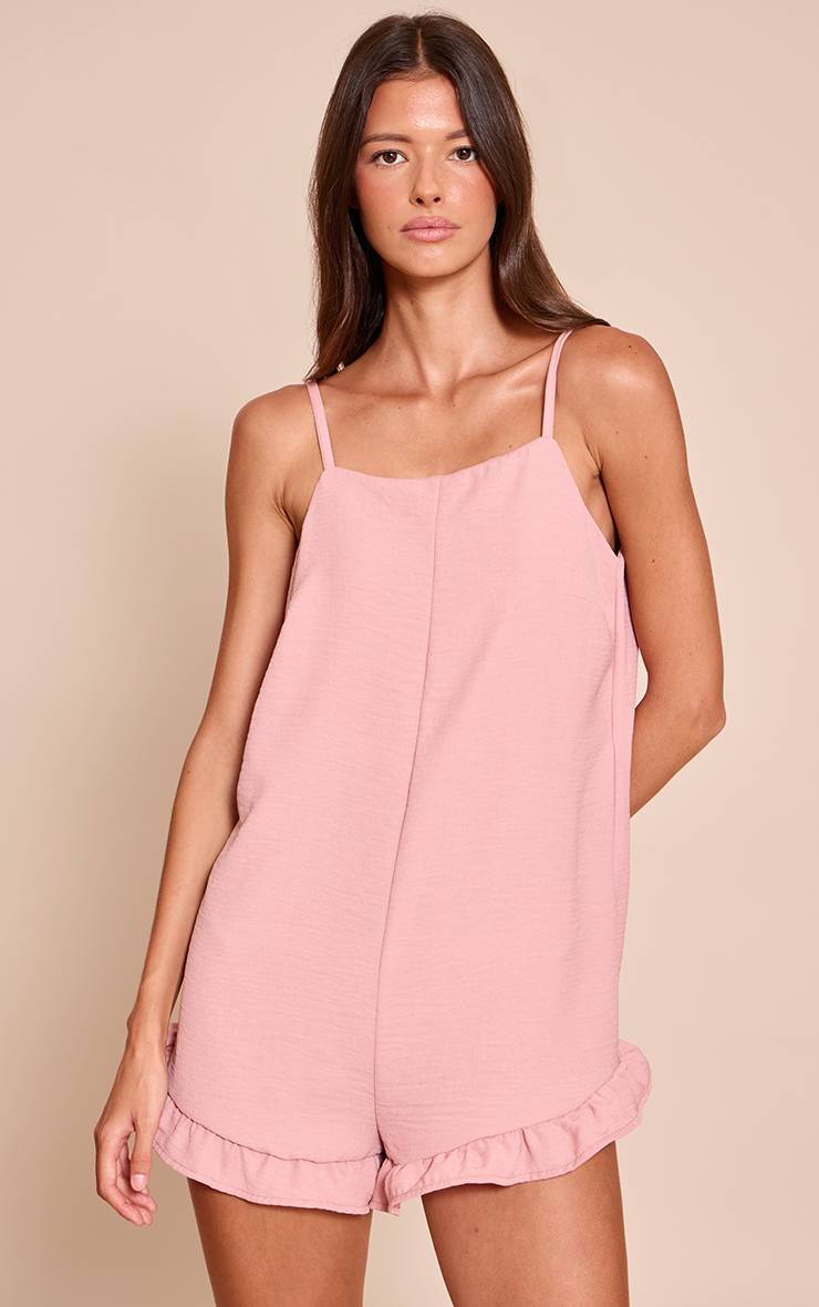 Rose Pâle Combi-short Texturée À Effet Moka