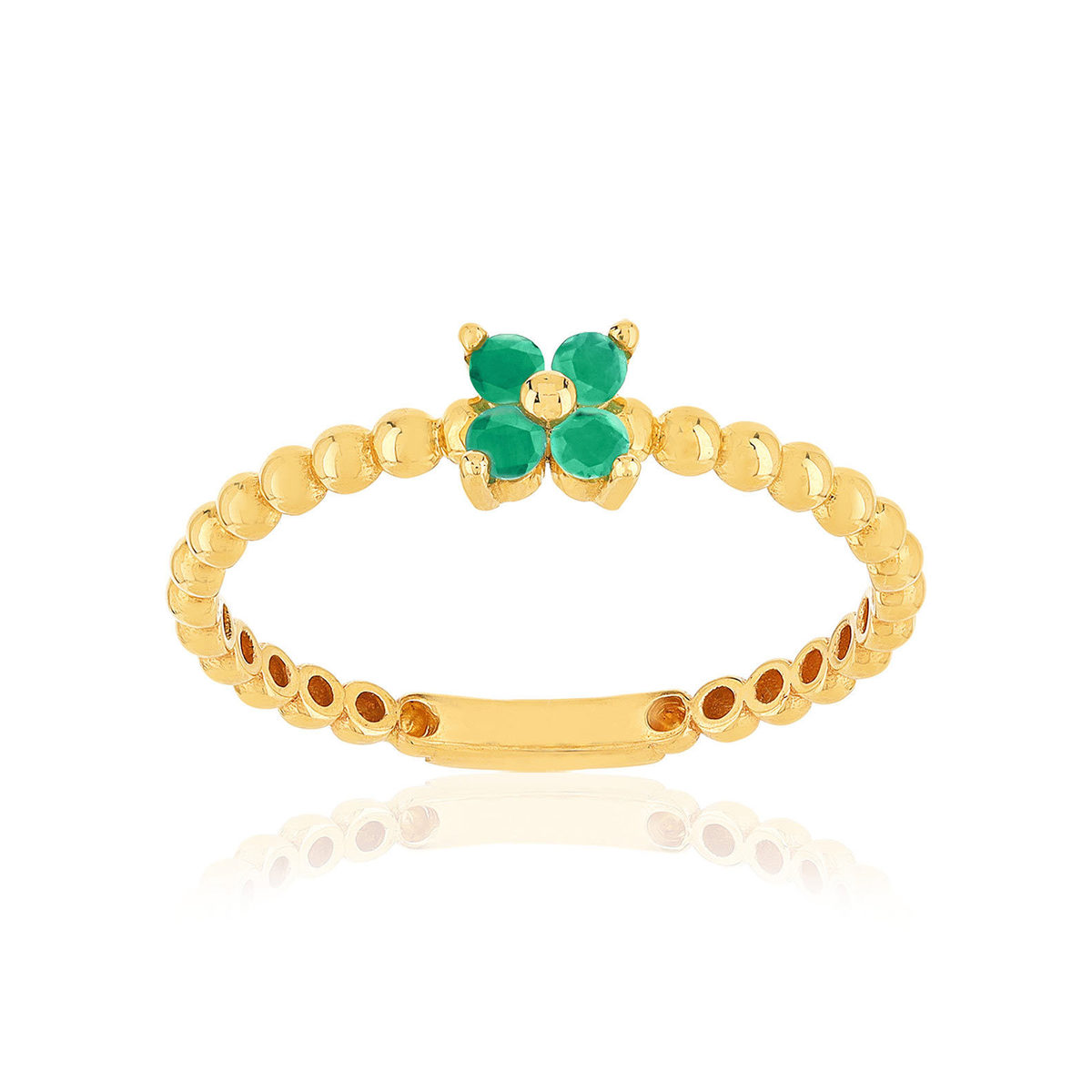 Bague or 375 jaune emeraudes