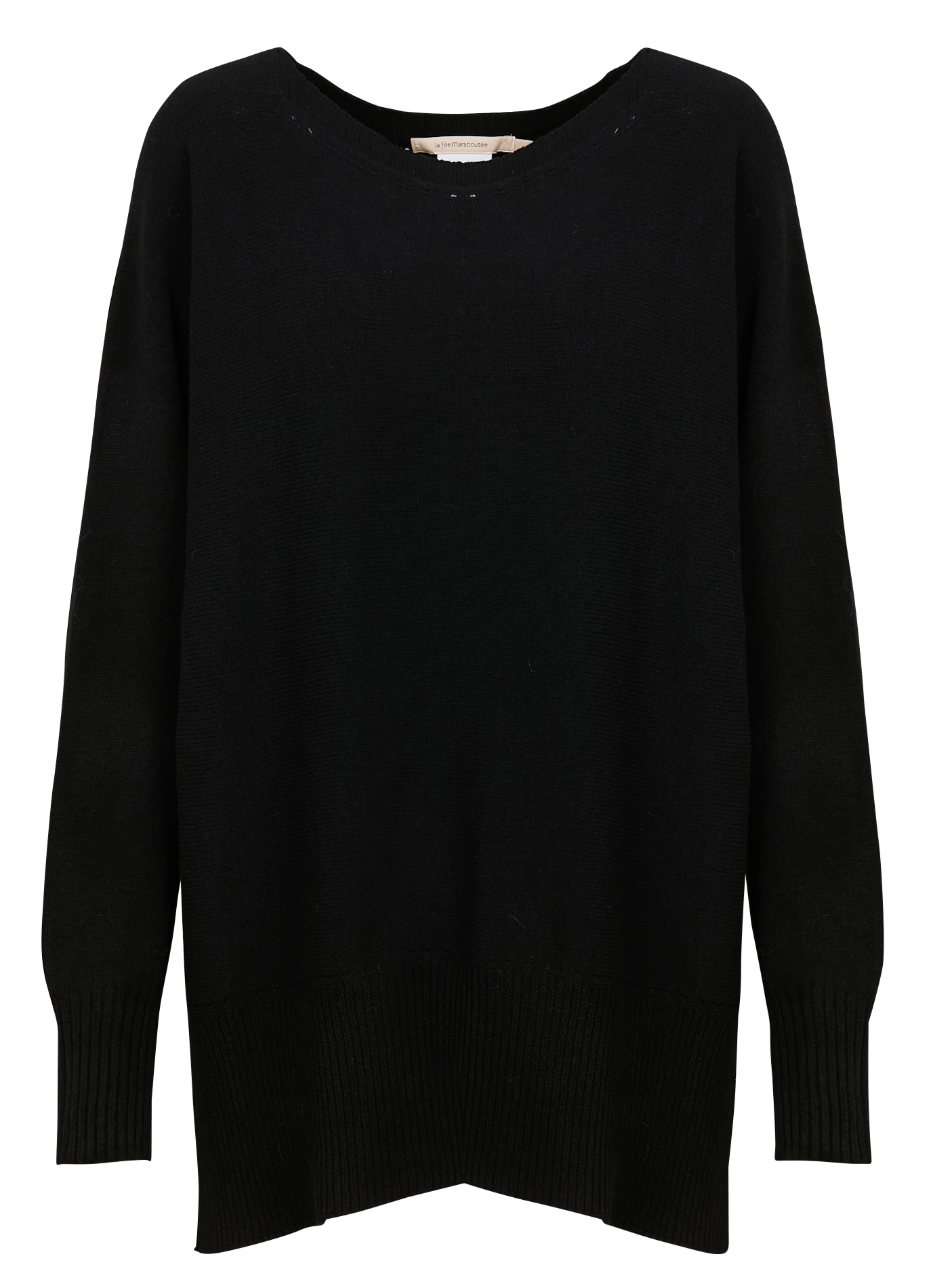 Pull col bateau ample en maille | Noir