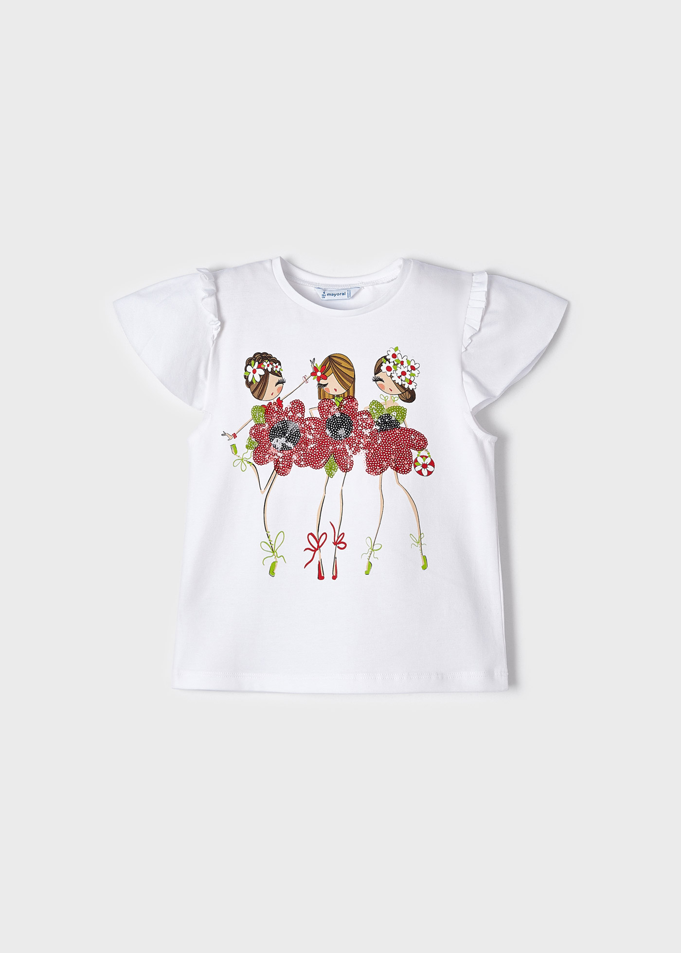 Camiseta infantil de manga curta com lantejoulas