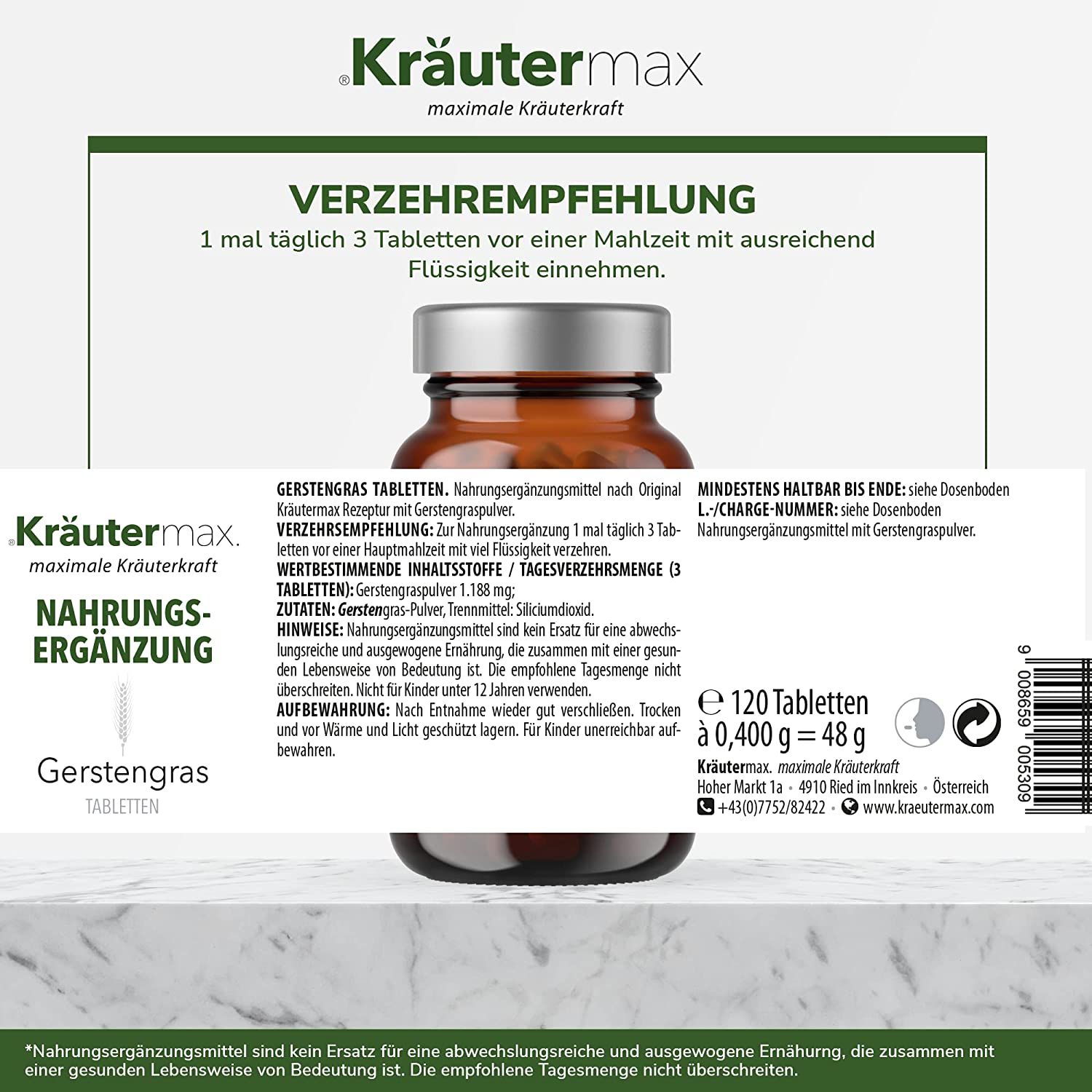 Kräutermax Gerstengras Tabletten