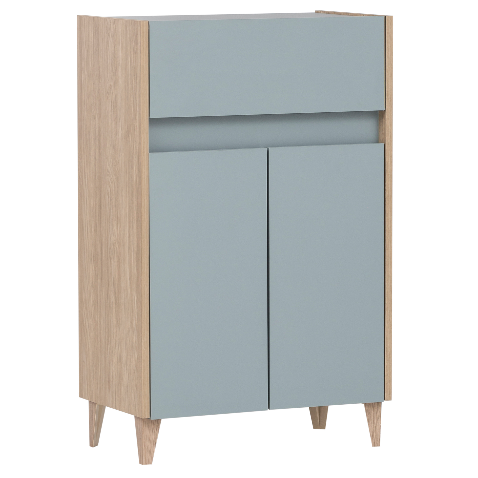 Unterschrank - taubenblau - Eiche hell - 56,9 cm breit