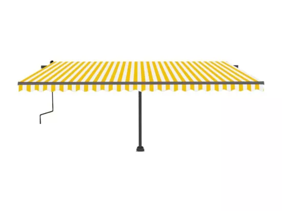 Auvent manuel rétractable sur pied 500x350 cm Jaune/Blanc