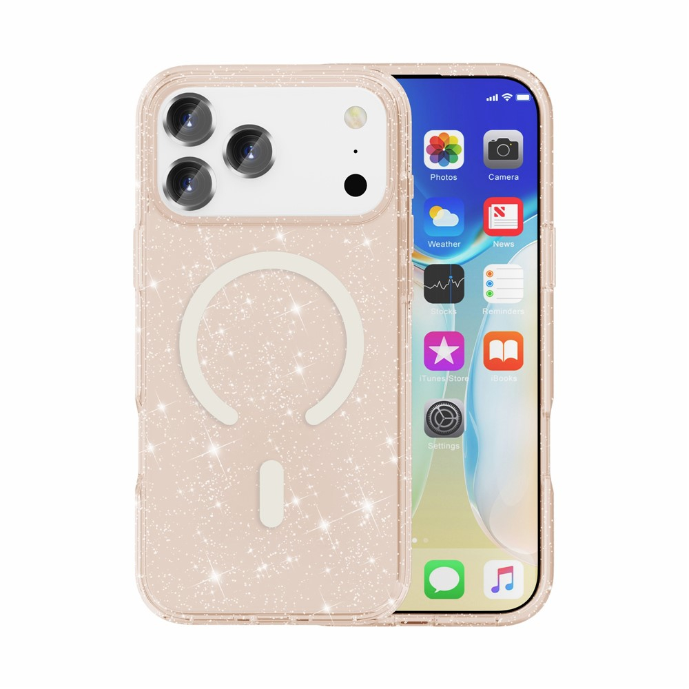 iPhone 17 Pro Max MagSafe Hybrid Hardcase Schutzhülle im Glitzer Design - Gold / Transparent
