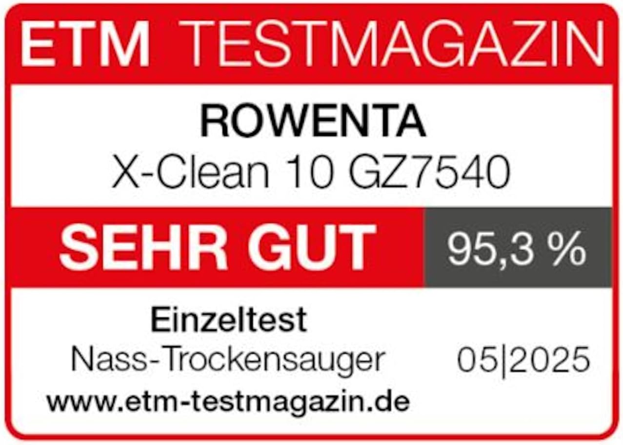 Rowenta X-Clean 10, kabelloser Akku-Nass-Trockensauger, Saugwischer selbstreinigend und -trocknend, Nasssauger Ultraleicht: nur 0,8 kg in der Hand, Waschsauger mit 60 min Laufzeit, weiß, GZ7540WO