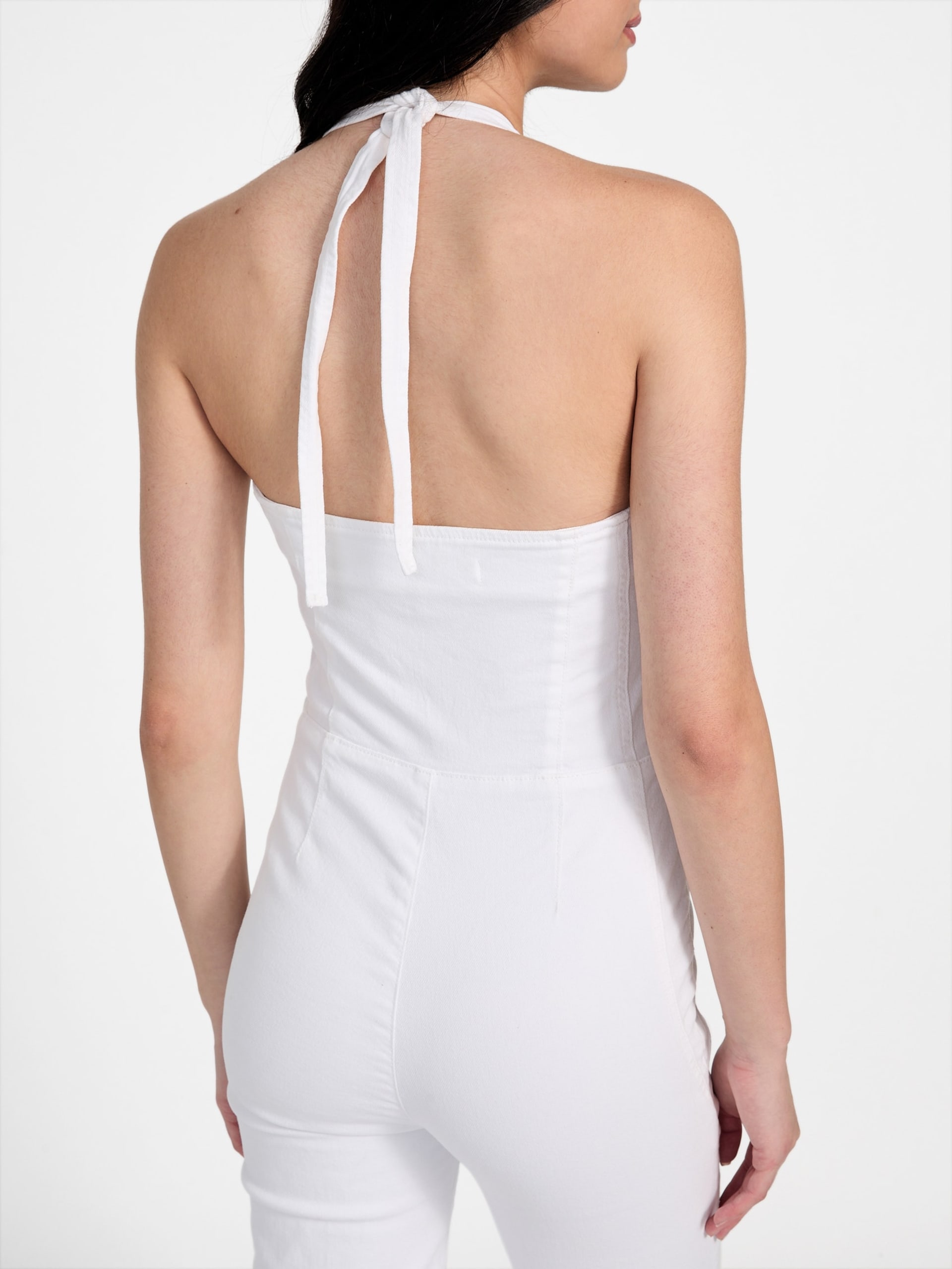 Macacão jeans Eco Blair com decote halter