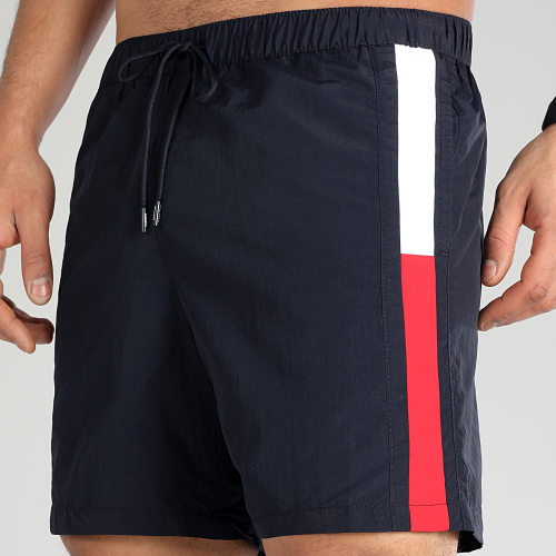 Short De Bain A Bandes Medium Drawstring 2730 Bleu Marine