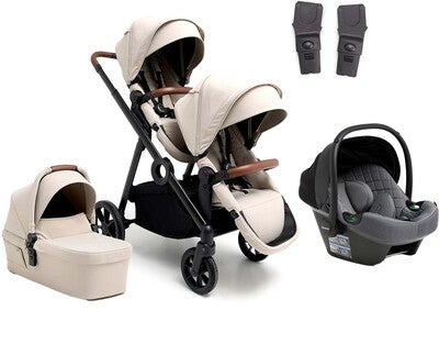 Beemoo Pro Multi 2 Søskenvogn inkl. Route i-Size Babybilstol, Latte Beige/Mineral Grey