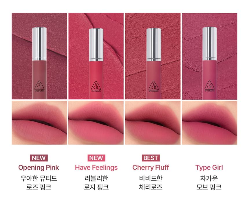 3CE - Hazy Lip Clay - 13 kleuren
