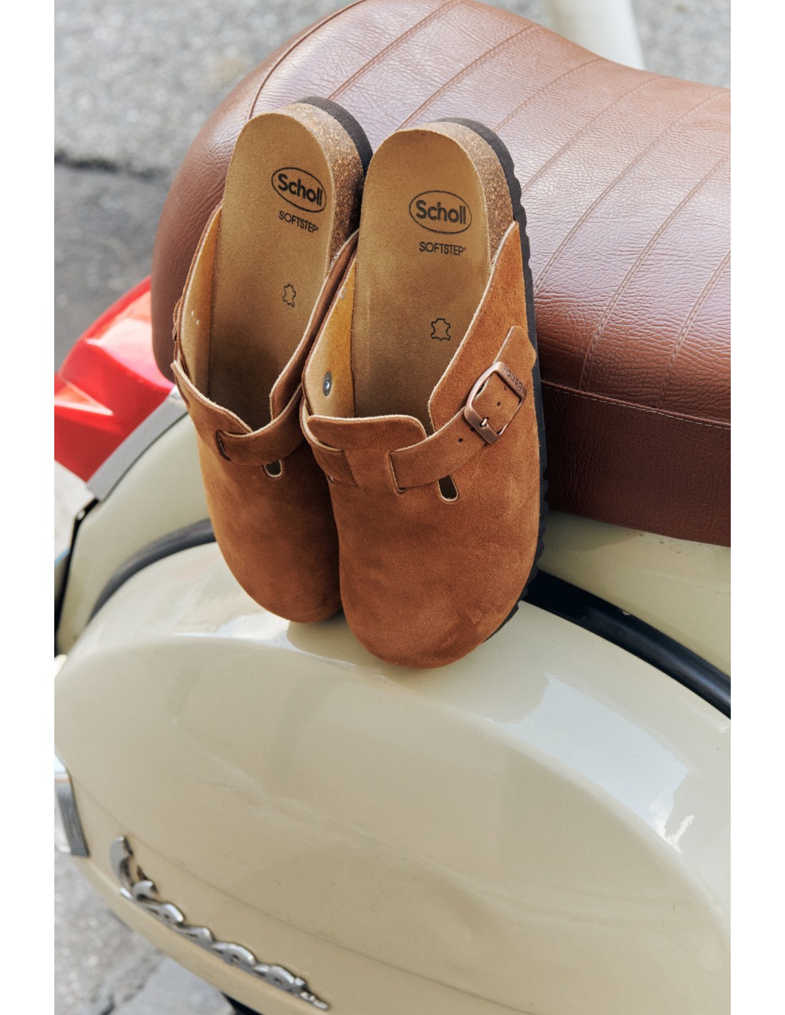 scholl Sabots Femme FAE Daim Marron
