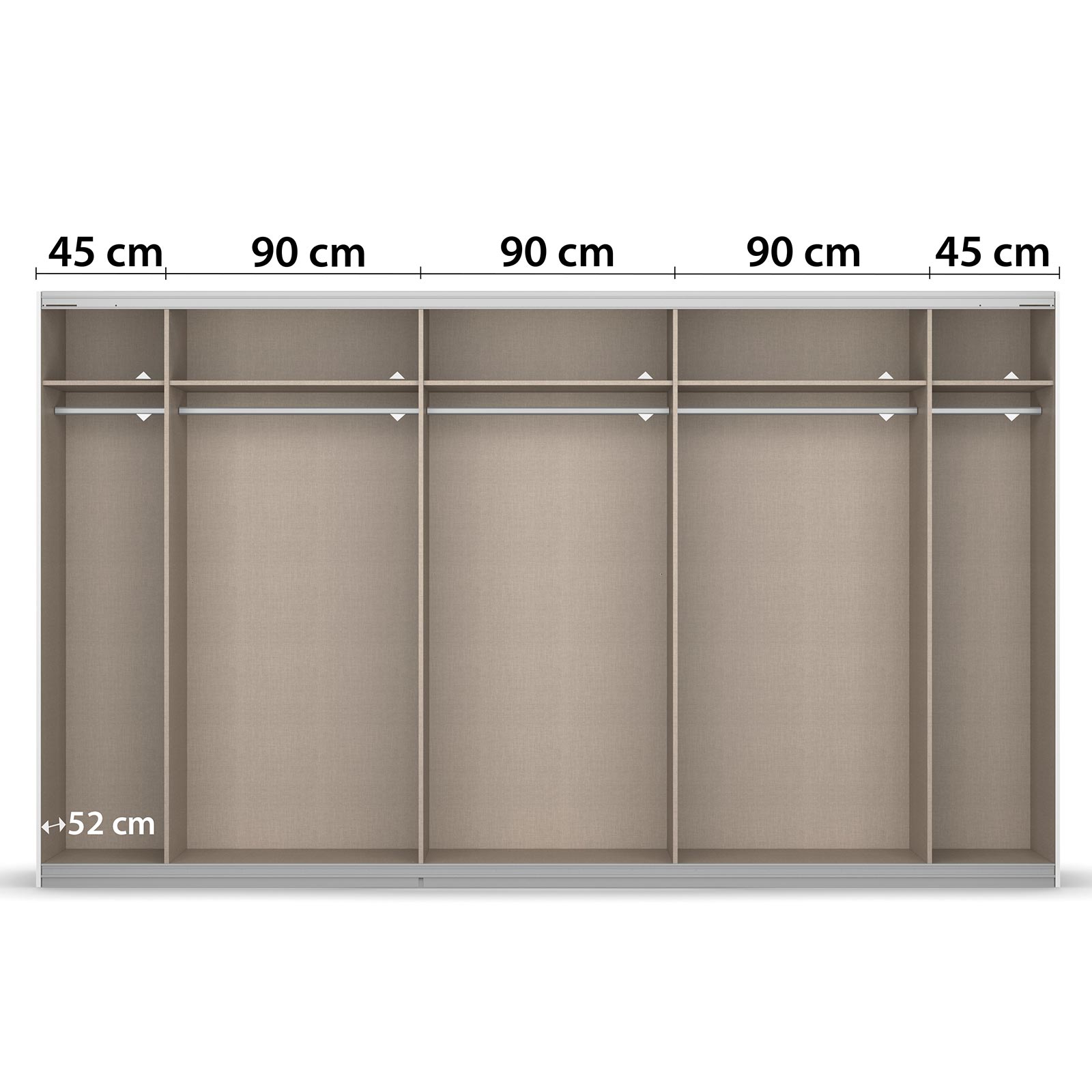 Schwebetürenschrank - grau metallic - 360x210 cm