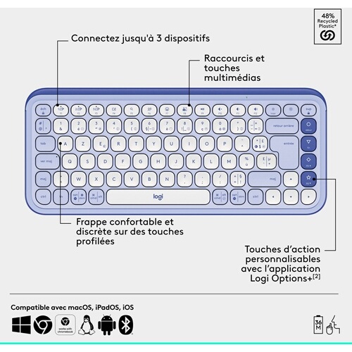 Ensemble clavier et souris Logitech POP ICON COMBO, ensemble clavier et souris Bluetooth