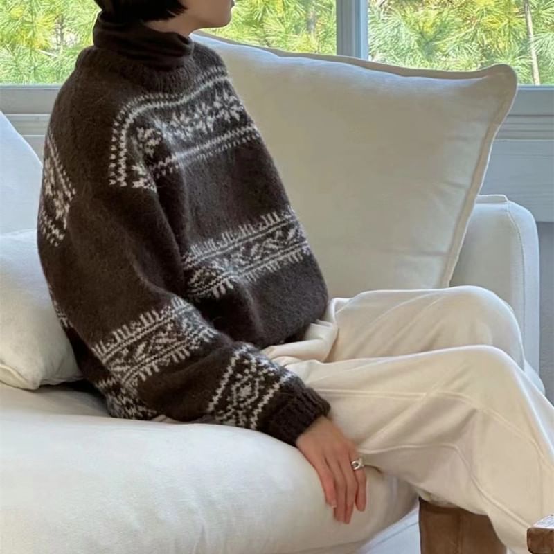 Angel Shine - Oversized trui met ronde hals en kerstprint