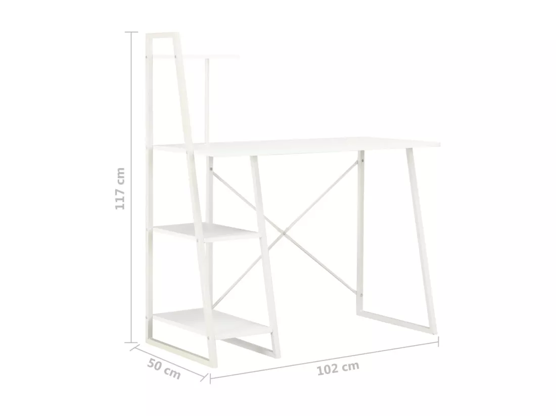 Bureau avec étagère Blanc 102x50x117 cm