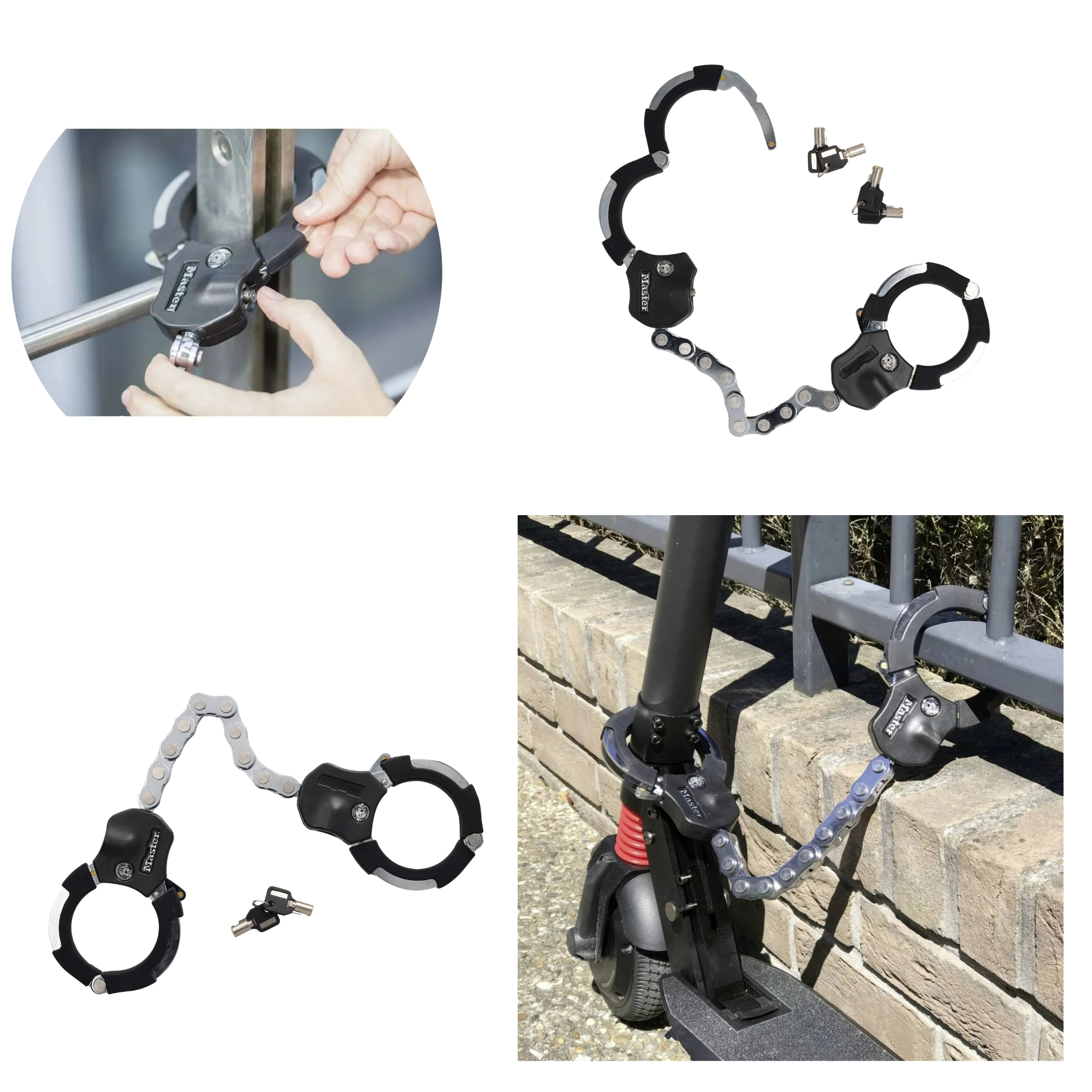 (55cm) Street Cuff 8290 Fahrradschloss 9-gliedriges Velo Handschellenschloss - Silber / Schwarz