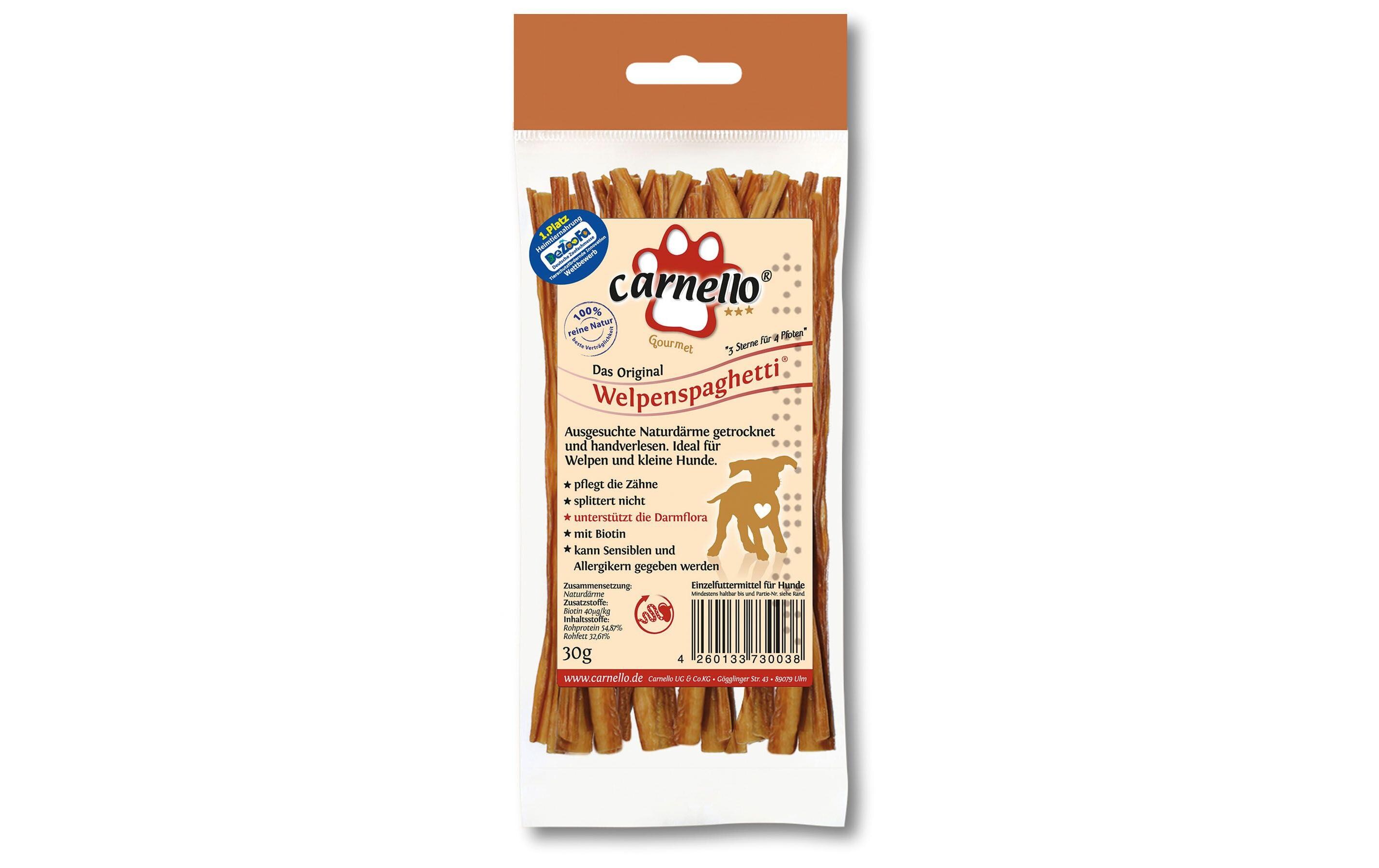 Kausnack Welpenspaghetti 12 cm, 30 gBeliebter Kauspass für junge und kleine Hunde