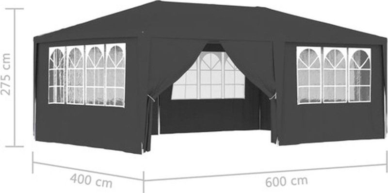 Feesttent - Antraciet - Polyethyleen - Roestbestendig Staal
