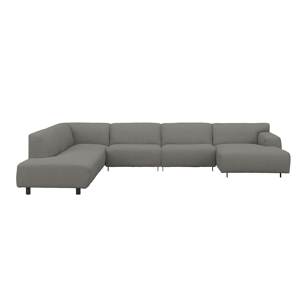 Vesta U-sofa Sjeselong høyre, 3-seter og åpen ende venstre. Big hjørnemodul, Tekstil Marsel Dark grey, sort metallben 10 cm, Comfort CM