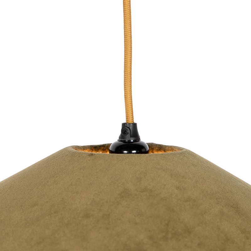 Retro hanglamp groen velours met franjes - Frills