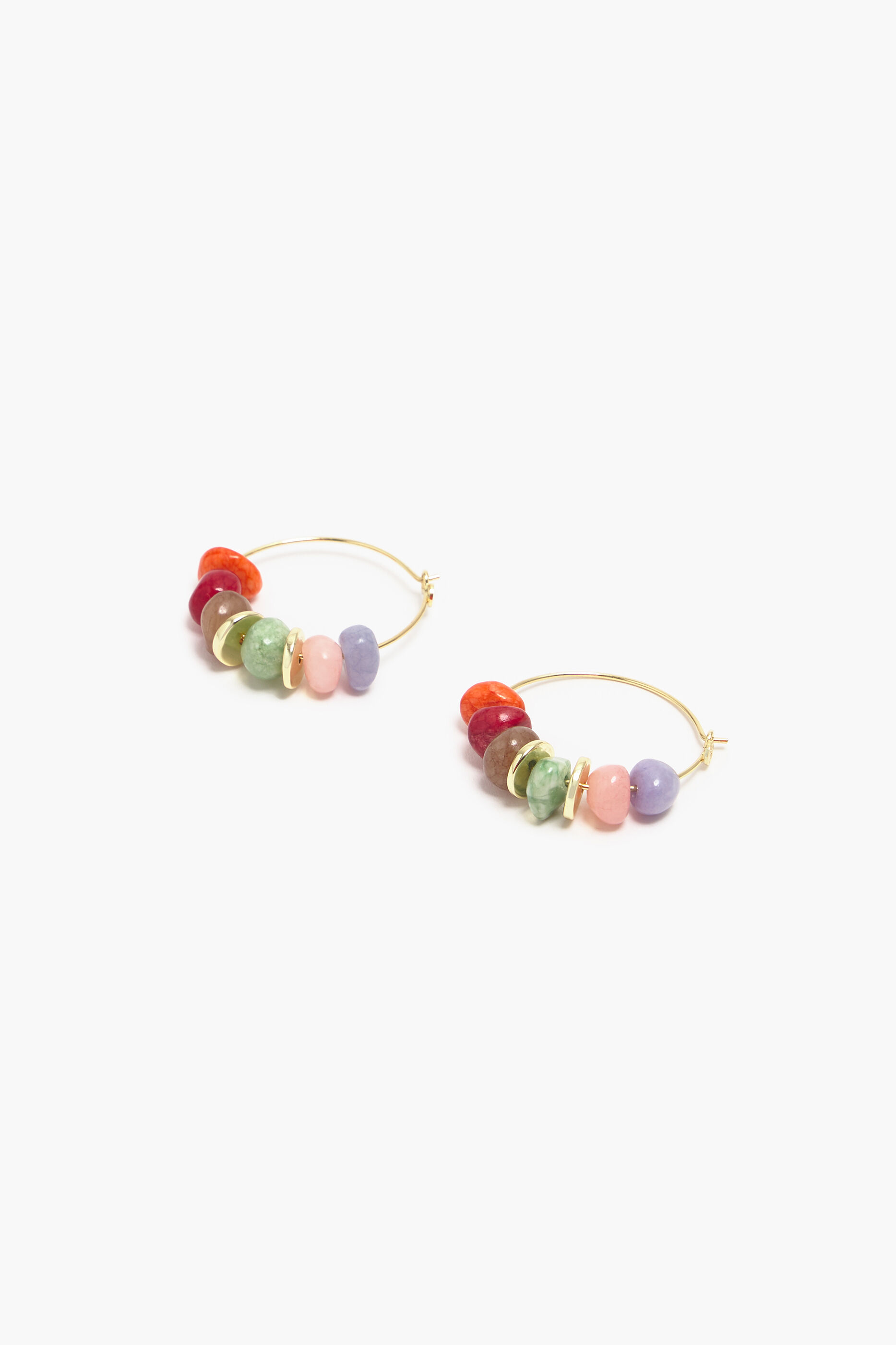 Brincos de argola com pedras multicoloridas
