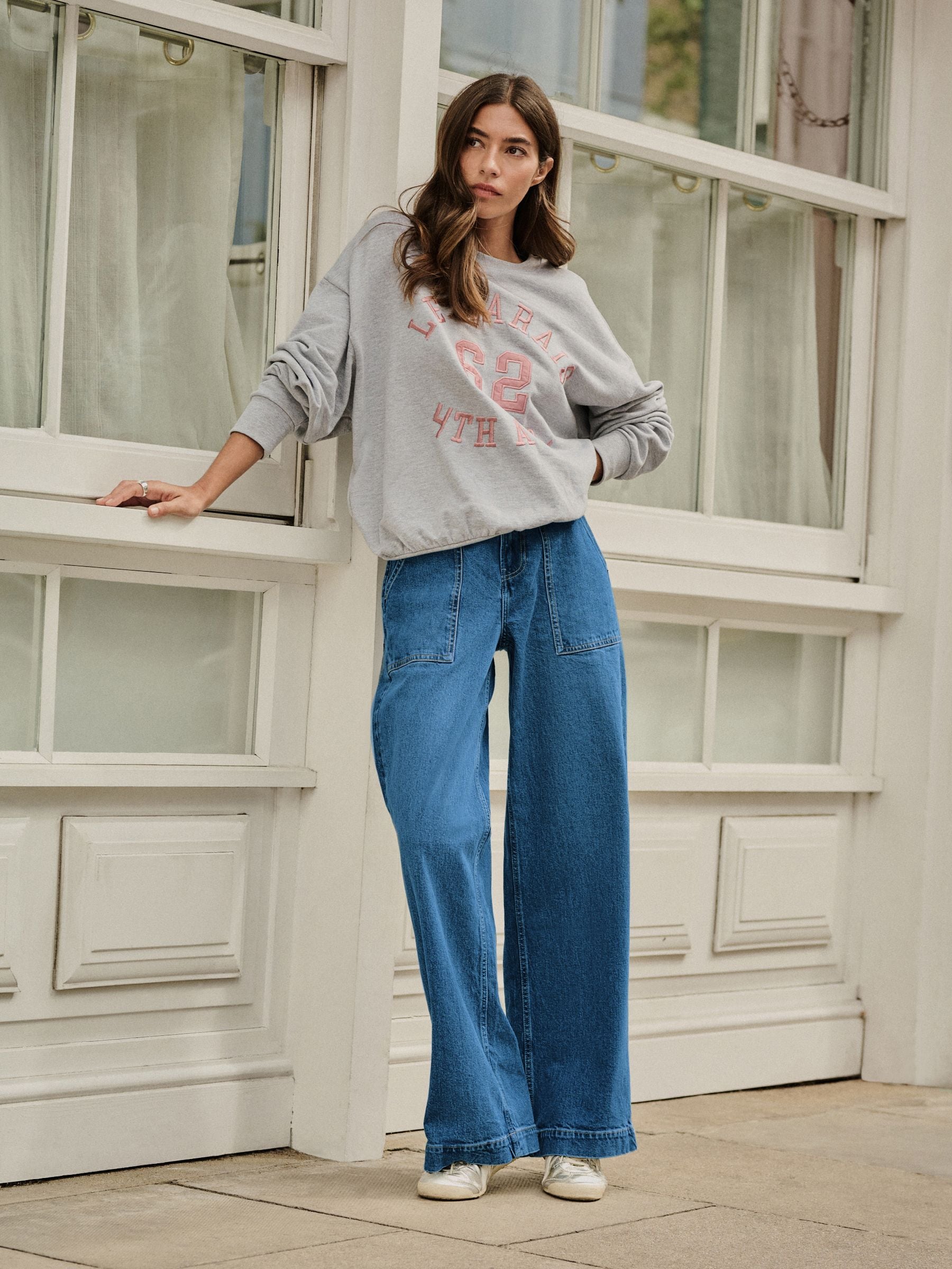 Donkerblauw - High Rise Utility Wijde pijpen Jeans
