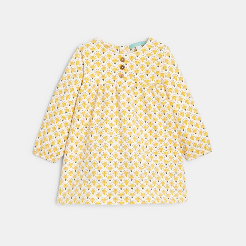 Robe en molleton imprimé jaune et legging vert bébé fille Jaune