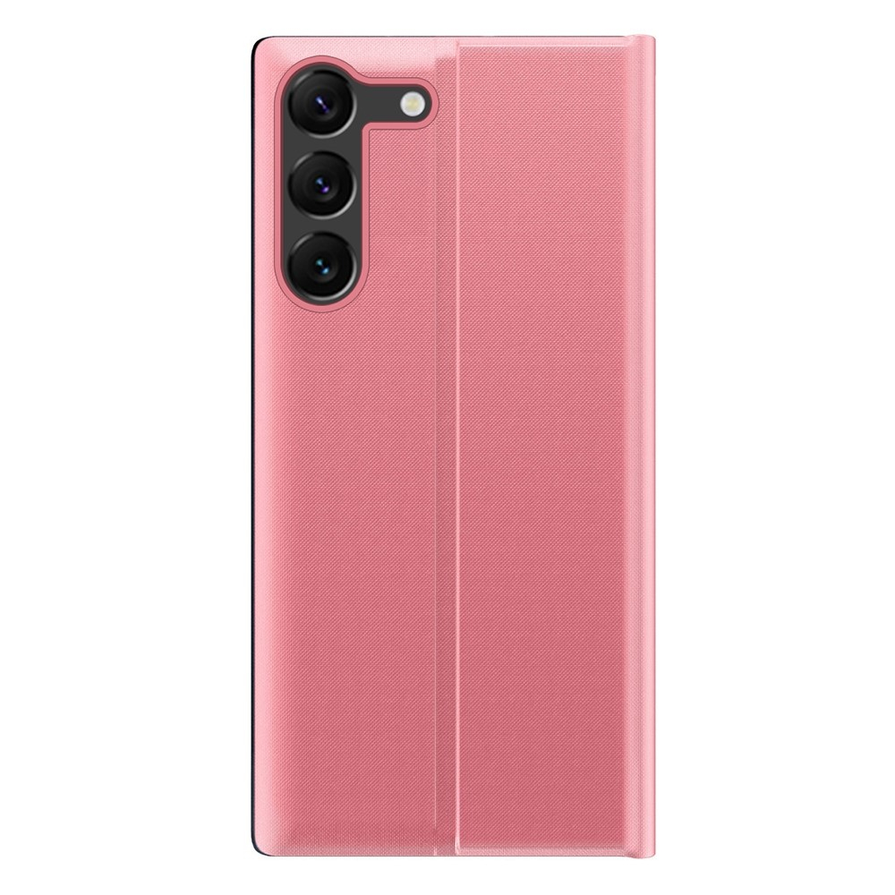Samsung Galaxy S23 5G Stoff Tasche Smart View Flip Cover - Rosa