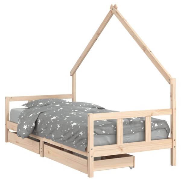 vidaXL Barnesengeramme med skuffer 90x190 cm heltre furu